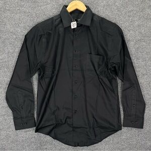 Pronto Uomo Men’s Dress Shirt 15.5 32/33 Black Long Sleeve 100% Cotton NWT $80